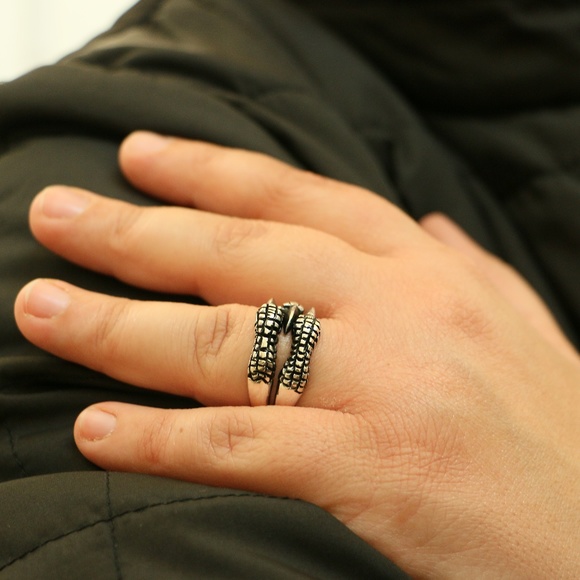 925 Sterling Silver, Eagle's Paws, Men's Rings - Picture 3 of 8